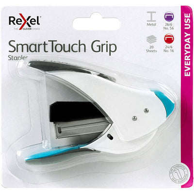 NEW Rexel Smart touch Grip Stapler Blue Compact Smart Touch